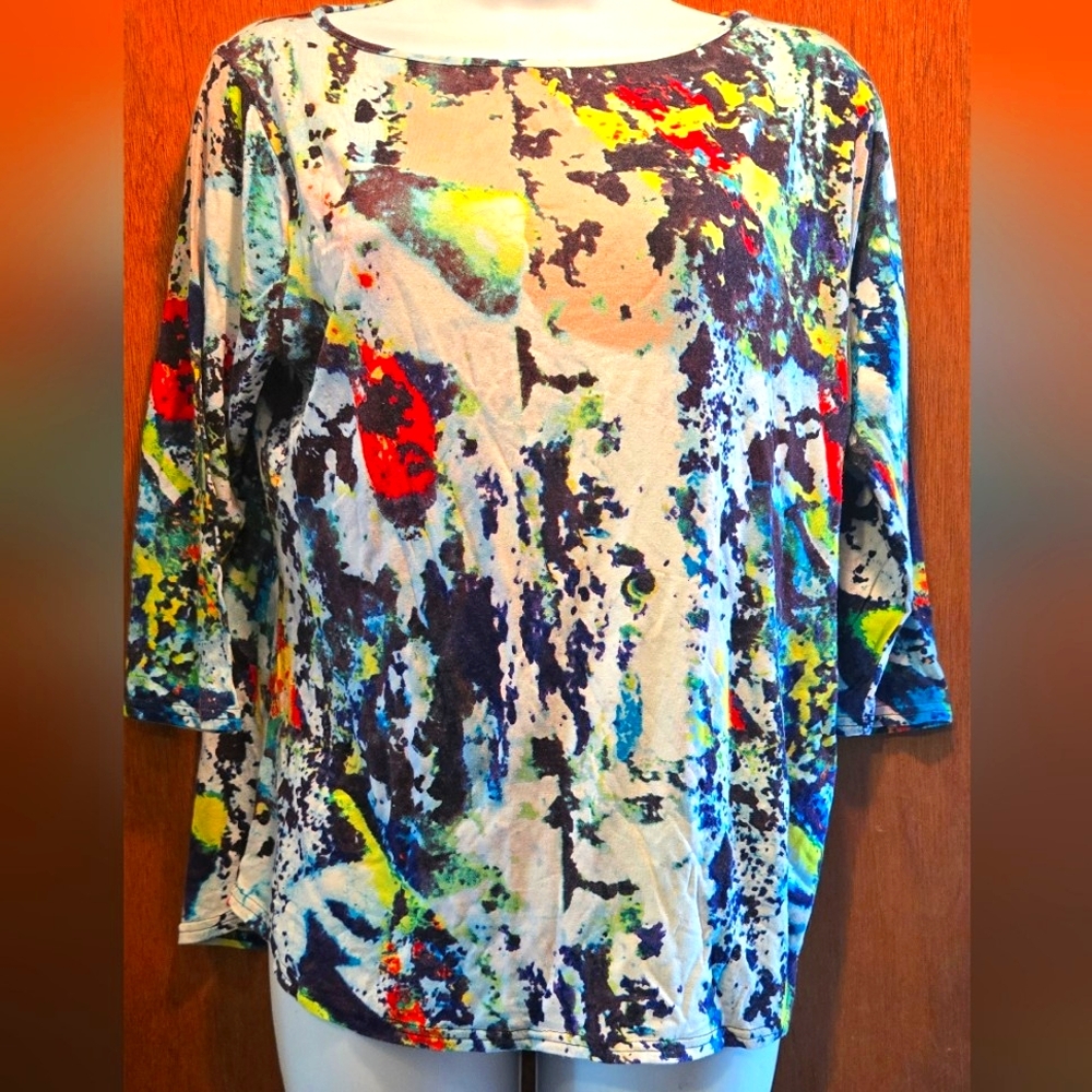 Peck & Peck Watercolor Abstract SUPER CUTE Women's Top SzPXL - Picture 1 of 6